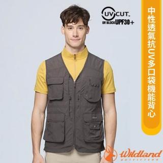 【Wildland 荒野】男女 中性透氣抗UV多口袋機能背心.工作背心(W1716-117 礦石巖)