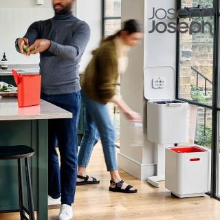 【Joseph Joseph】Totem系列分類垃圾桶40L-白(廚房 客廳 分類 除臭濾芯 居家)