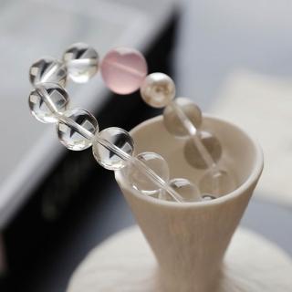 【KT DADA】圓珠手鍊 白水晶 14mm 女生手鍊 珍珠手串 單圈手鍊 串珠手鍊 禮物 水晶手鍊 粉晶手