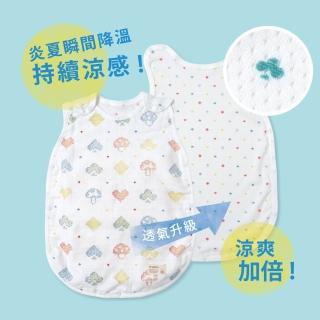 【Hoppetta】蘑菇森友會瞬拆涼感天絲三層紗防踢背心(0-3歲 日本製涼感透氣輕盈 可拆換棉涼排汗網眼布)