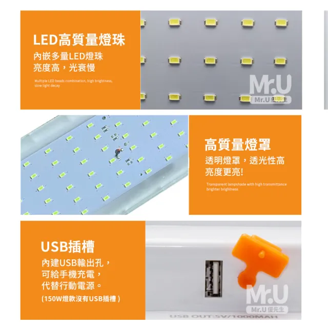 【Mr.U 優先生】新爆亮LED 露營燈 大面積款/980W/充電夾燈 可選(夜市地攤燈 帳篷燈 擺攤燈 地震包)