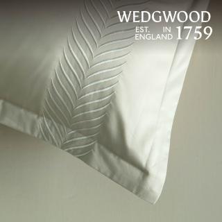 【WEDGWOOD】500織長纖棉 刺繡歐式枕套1入｜葉之華 梣木棕(百貨款 51x71cm)