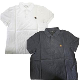 【Abercrombie & Fitch】A&F 刺繡麋鹿LOGO POLO衫 旗艦款 男女可穿 藏藍色 白色 贈原廠紙袋(母親節送禮)