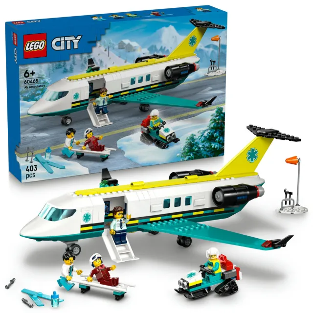 【LEGO 樂高】城市系列 60465 緊急救護飛機(男孩禮物 交通工具玩具 兒童玩具 積木)