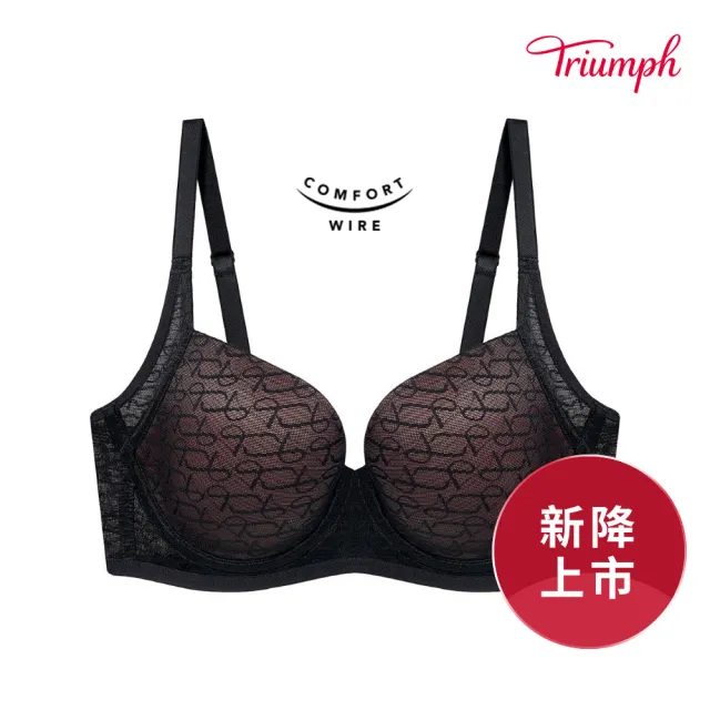 【Triumph 黛安芬】Signature Sheer 透感經典系列 輕質鋼圈內衣 B-E(簡約黑)