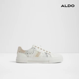 【ALDO】BERENTERIEL-編織毛呢小白鞋-女鞋(白色圖騰)