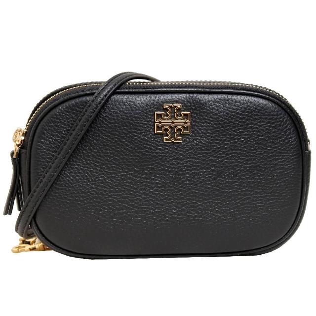 【TORY BURCH】Britten鏤空LOGO荔枝紋斜背相機包(黑)