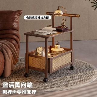 【YouPin】移動小推車50CM中古茶幾沙發側邊櫃桌子床頭櫃帶輪置物架(小推車/茶几/置物架)