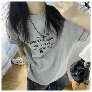 【ASister 小姊姊】AS1401#Plus+純棉上衣☆*糖果王國*加大尺碼中長版印花短袖T恤(3色 M-6XL)