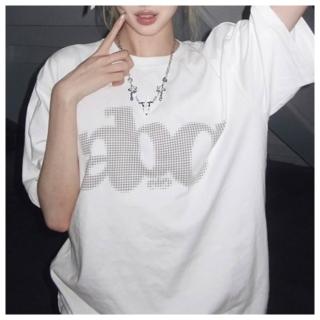 【ASister 小姊姊】AS1402#Plus+純棉上衣☆*abc格印*加大尺碼中長版印花短袖T恤(7色 M-6XL)
