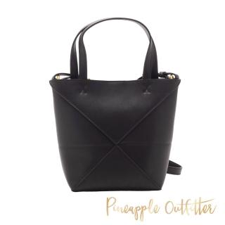 【Pineapple Outfitter】真皮幾何造型兩用包(黑色)
