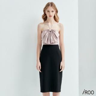 【iROO】緞面蝴蝶結短版禮服