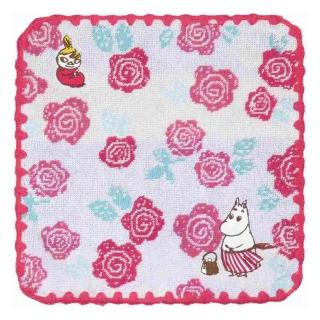【Marushin 丸真】Moomin 刺繡純棉小方巾 手帕 嚕嚕米媽媽 玫瑰花
