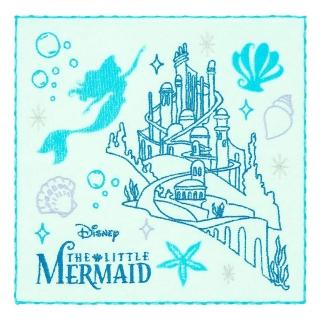 【Marushin 丸真】迪士尼 小美人魚 刺繡純棉小方巾 手帕 海上城堡