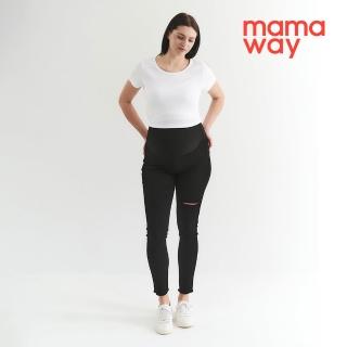 【mamaway 媽媽餵】彈力顯瘦割破牛仔孕婦褲
