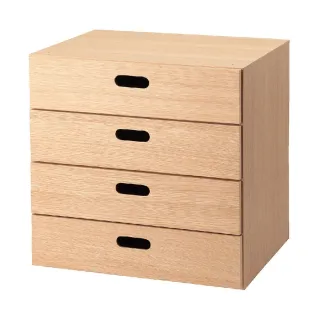 【MUJI 無印良品】橡木組合收納櫃/抽屜/4段(大型家具配送)