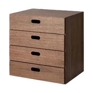 【MUJI 無印良品】胡桃木組合收納櫃/抽屜/4段(大型家具配送)