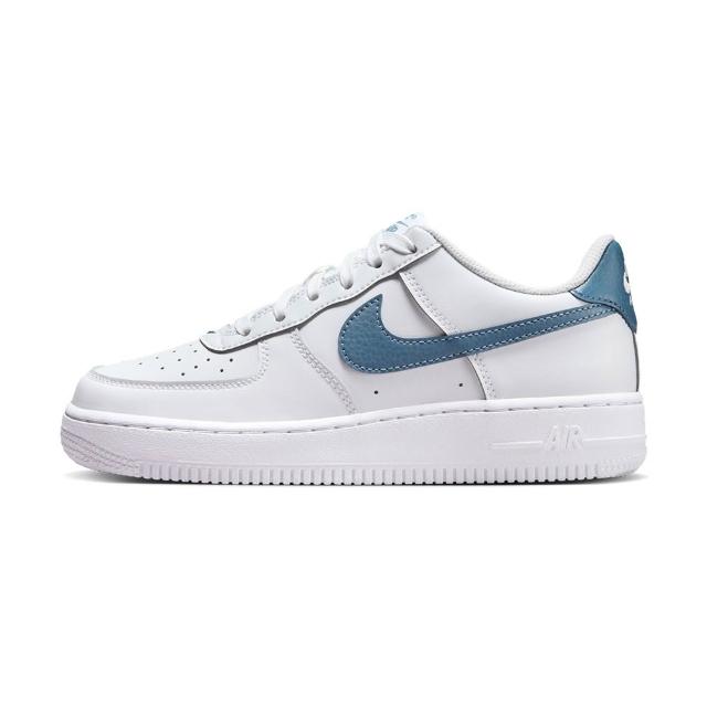 【NIKE 耐吉】Air Force 1 大童 深藍白色 休閒 AF1 經典 皮革 透氣 運動 休閒鞋 FV5948-121
