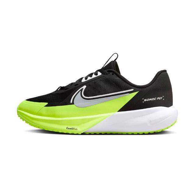 【NIKE 耐吉】Sonic Fly 大童 黑灰螢光黃色 運動 緩震 包覆 跑鞋 休閒 氣墊 慢跑鞋 FZ0017-002