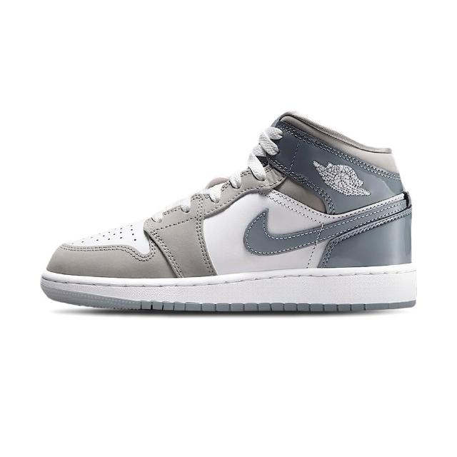 【NIKE 耐吉】Air Jordan 1 Mid SE 大童 灰白色 AJ1 休閒 喬丹 運動 休閒鞋 HF3193-100