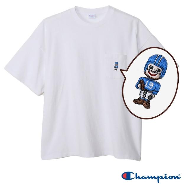 【Champion】官方直營 男款-CASUAL 口袋繡花短袖TEE-白色(C3-Z327-010)