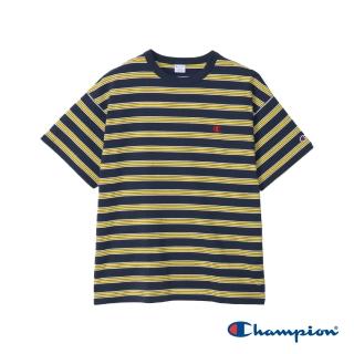 【Champion】官方直營 男款-CASUAL 條紋口袋短袖TEE-深藍色(C3-Z332-370)