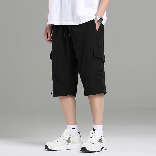 【時尚巴黎】現貨+預購 工裝褲休閒短褲(抽繩彈力透氣五分男褲子2色74ks74)