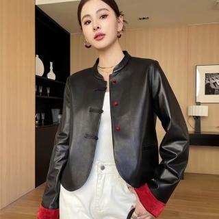 【紐約精品】現貨+預購 皮衣外套真皮夾克(羊皮新中式盤扣真皮海寧女外套a1iw22)