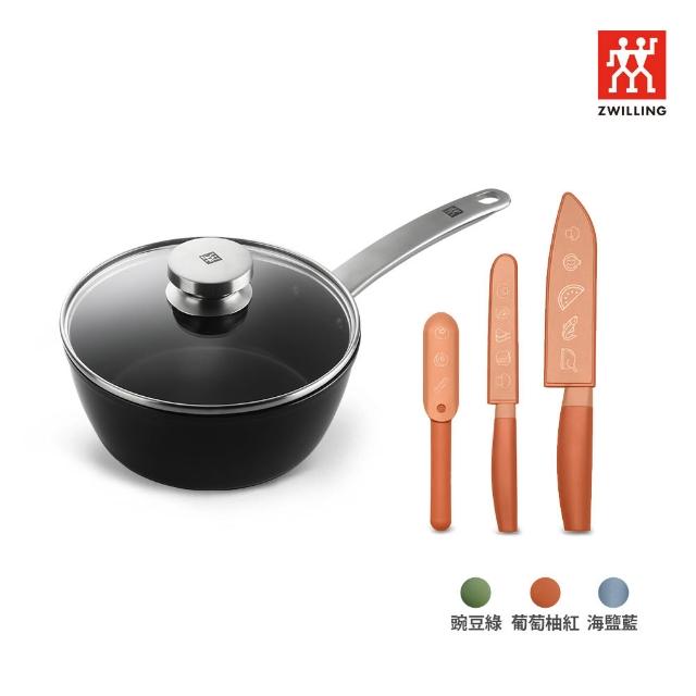【ZWILLING 德國雙人】Enjoy不沾鍋萬用湯鍋20cm+NOW S多功能刀具3件組(德國雙人牌集團官方直營)