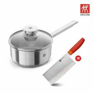 【ZWILLING 德國雙人】Joy不鏽鋼單柄鍋16cm贈Now S中式片刀/廚刀18cm(德國雙人牌集團官方直營)