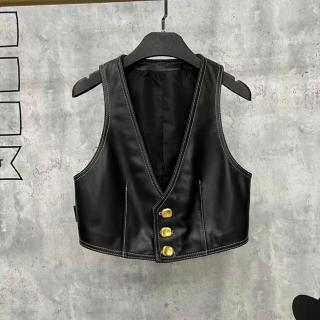 【紐約精品】現貨+預購 皮衣背心真皮夾克(羊皮復古三粒扣時尚馬甲女外套a1iw8)