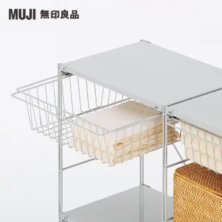 【MUJI 無印良品】SUS追加網籃/亮面淺灰/56(大型家具配送)