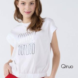 【Qiruo 奇若名品】春夏專櫃白色上衣7056A 短袖英文圖案(M-2XL)
