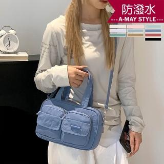 【艾美時尚】夏新品 女包 手提包 斜揹包 多重口袋休閒防潑水尼龍手提肩揹包(10色.預購)