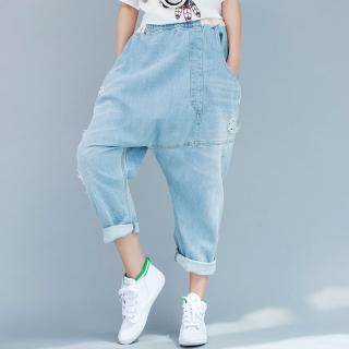 【紐約精品】現貨+預購 復古牛仔褲(休閒垮褲大襠褲寬鬆個性破洞不規則顯瘦女褲子2色a1ir22)