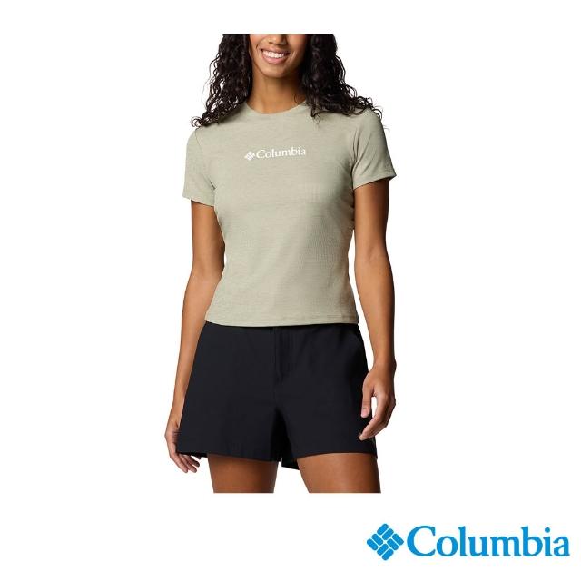 【Columbia 哥倫比亞】女款- 快排短袖上衣-嫩綠色(UXK25840LM/JS)