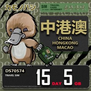 【platypus 鴨嘴獸】Travel Sim 中港澳 15天5GB 上網絡卡(中國 香港 澳門 上網絡卡)