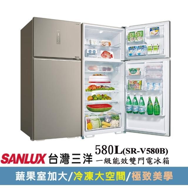 【SANLUX 台灣三洋】◆580公升一級能效變頻雙門冰箱(SR-V580B)
