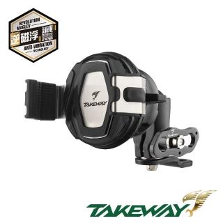 【TAKEWAY】黑隼2機車手機架-逆磁浮減震-後照鏡防盜版(LA3-PH08-AnvR/重機/摩托車導航手機夾)