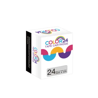 【Color24】LC-6SBE / LK-6SBE 銀底黑字 副廠 相容標籤帶_寬度24mm