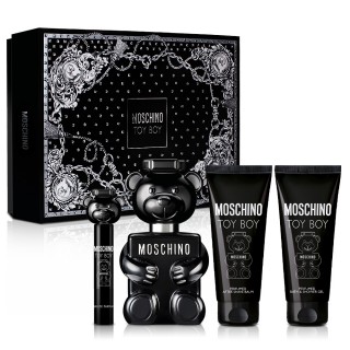 【MOSCHINO】TOY BOY 男性淡香精經典禮盒-淡香精100ml+沐浴精100ml+鬚後乳100ml+隨行香氛10ml(平行輸入)