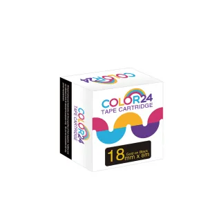 【Color24】LC-5BKP / LK-5BKP 黑底金字 副廠 相容標籤帶_寬度18mm