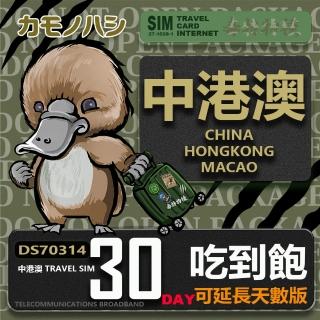 【platypus 鴨嘴獸】Travel Sim 中港澳 30天 吃到飽 上網絡卡(中國 香港 澳門 上網絡卡)