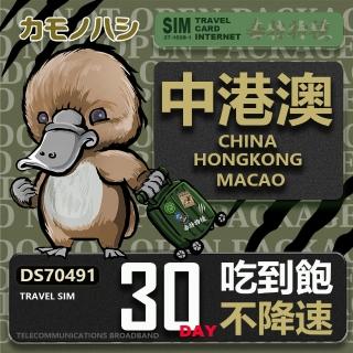【platypus 鴨嘴獸】Travel Sim 中港澳 30天 吃到飽不降速(中國 香港 澳門 上網絡卡)