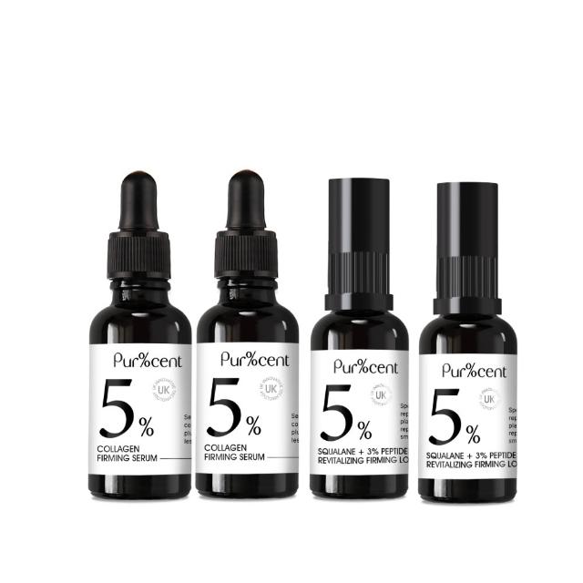 【PUR%CENT】5%膠原蛋白彈潤緊緻精華&5%角鯊烷+3%胜賦活緊緻精華乳