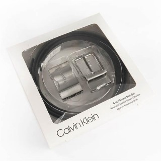【Calvin Klein 凱文克萊】金屬雙釦 皮帶 禮盒組 腰帶雙面可用 商務休閒皮帶(黑色/咖啡色 雙面使用)