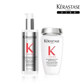 【KERASTASE 巴黎卡詩】白鑽升重建髮浴250ml+超前導精華250ml(洗髮精/髮浴/精華/護髮/修護/養髮)