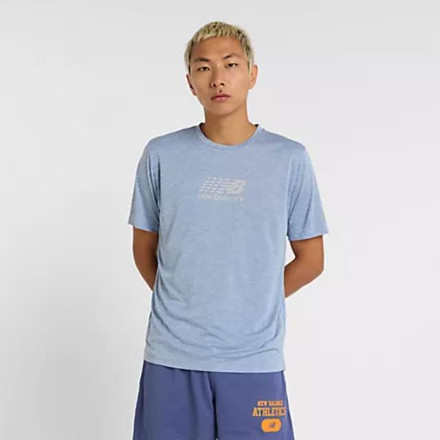 【NEW BALANCE】NB 短袖上衣 男 訓練 慢跑 藍 MT51204DUS