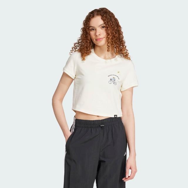 【adidas 愛迪達】短袖上衣 女 亞規 W C DDL CROP T 米 JX5327
