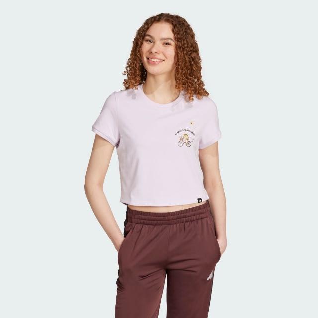 【adidas 愛迪達】短袖上衣 女 亞規 W C DDL CROP T 粉 JX5325